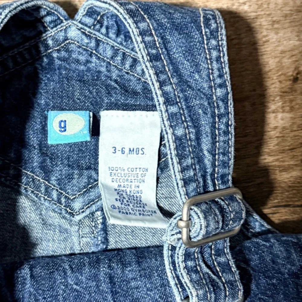 Gymboree Baby Vintage Y2K Blue Denim Bib Overalls, Medium Wash,‎ 3-6 mo